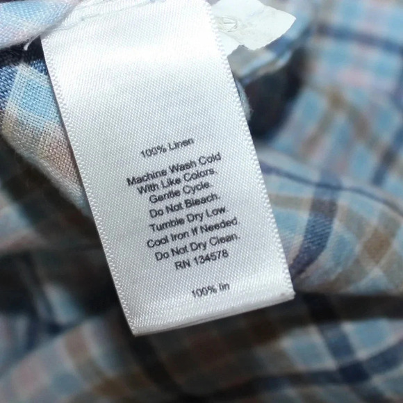 Vineyard Vines Classic 100% Linen Plaid Long Sleeve Lightweight Button Down XXL - Picture 10 of 11